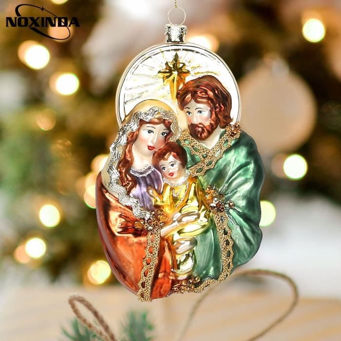 Boule De Noel Arbre De Noel Suspendu 6 5 Pouces Decoration De La Saint Famille Scenes De Marie Jesus Bebe Verre Cadeau Cdiscount Maison