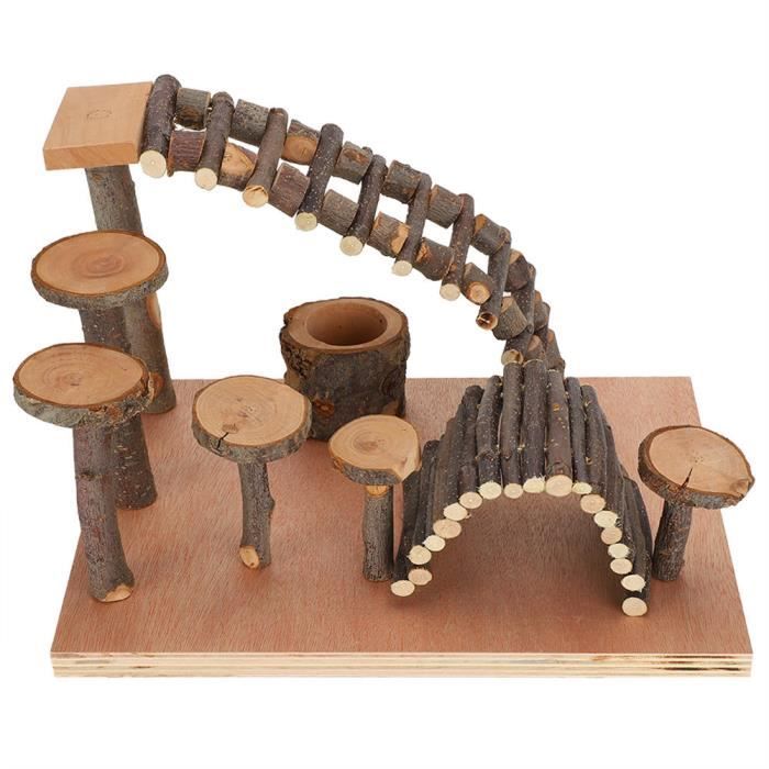 Échelle En Bois 5 étages Pour Hamster - 26x8 Cm, Plateforme 6 Cm, Bois Naturel, Jouet à Mâcher Et Pour Grimper - 12