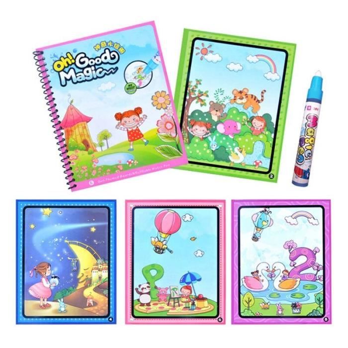 Bofanze 8 Livres De Coloriage à L'eau Pour Enfants - Kit Portable Avec Pinceaux Et Peintures Intégrées, Dès 3 Ans, 8 Thèmes Différents