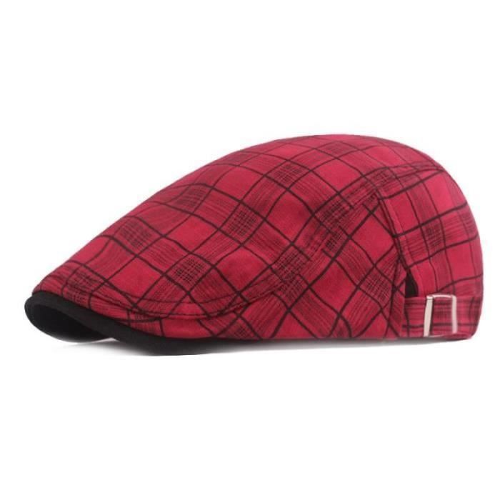 Casquette Plate Homme Femme - Beret Gavroche à Carreaux Polyester Chapeau Newsboy Gatsby Pilote Avec Visière