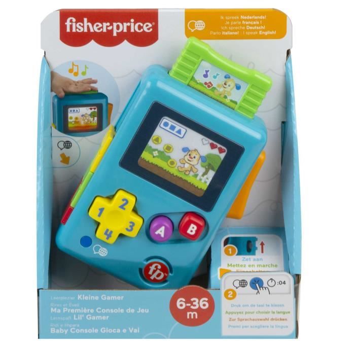 Fisher Price Jouet éducatif Ma Première Console de Jeu Rires et Éveil avec Musique et lumières pour Nouveau nés et bébés Version: Anglais UK Italien Portuguese Espagnol Castillan HHX12 - vue 2