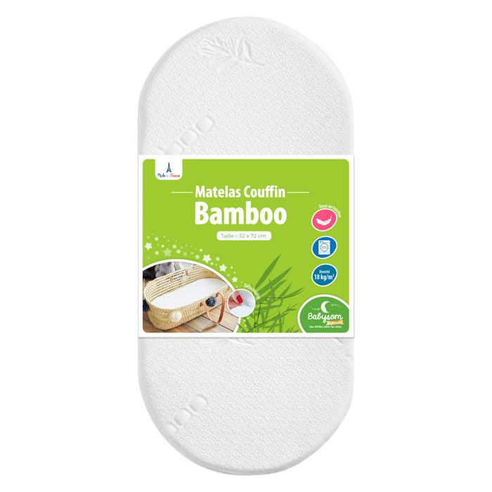 Matelas de Couffin Babysom en Bamboo - 72x32 cm Viscose Ultra Douce Épaisseur 4 cm Matelas de Couffin Babysom en Bamboo - 72x32 cm Viscose Ultra Douce Épaisseur 4 cm