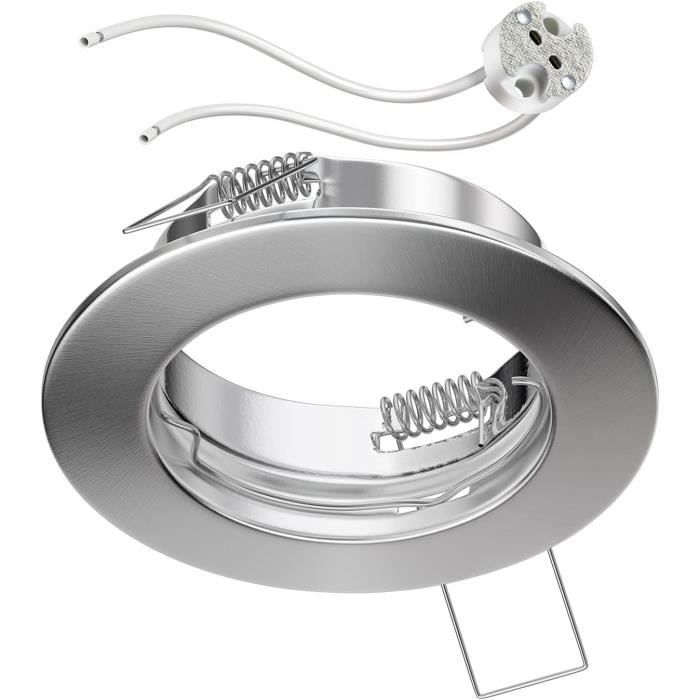 Lot De 6 Cadres D’encastrement Pour Spot Au Plafond – Blanc, Aluminium – Compatible LED, Halogène, GU10, MR16 – Diamètre 80 Mm, Montage 58-75 Mm
