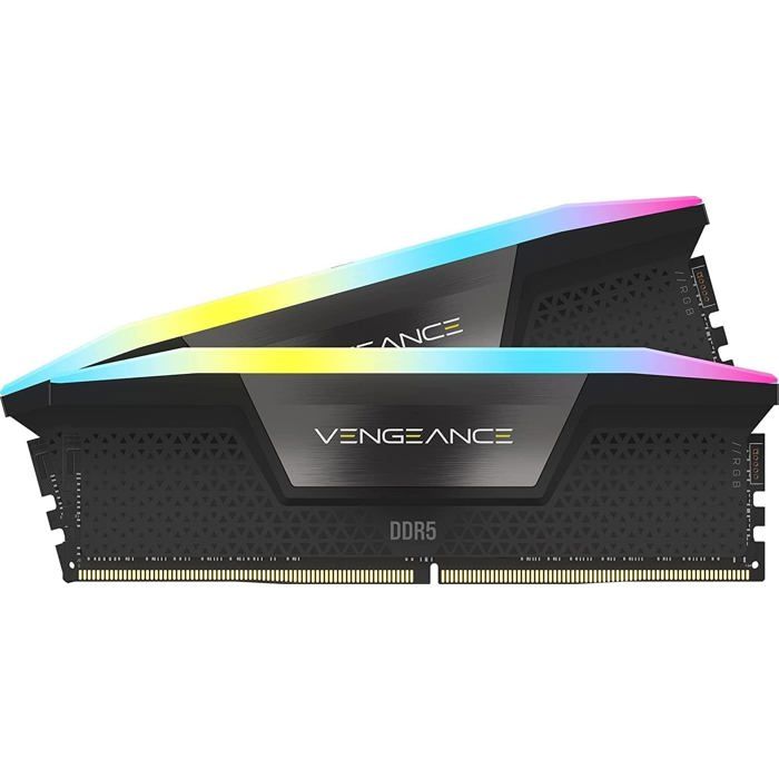 Barrettes de RAM Corsair Vengeance RGB DDR5 32 Go (2 x 16 Go) 6200 MHz CL36 - Noir - Kit Dual Channel