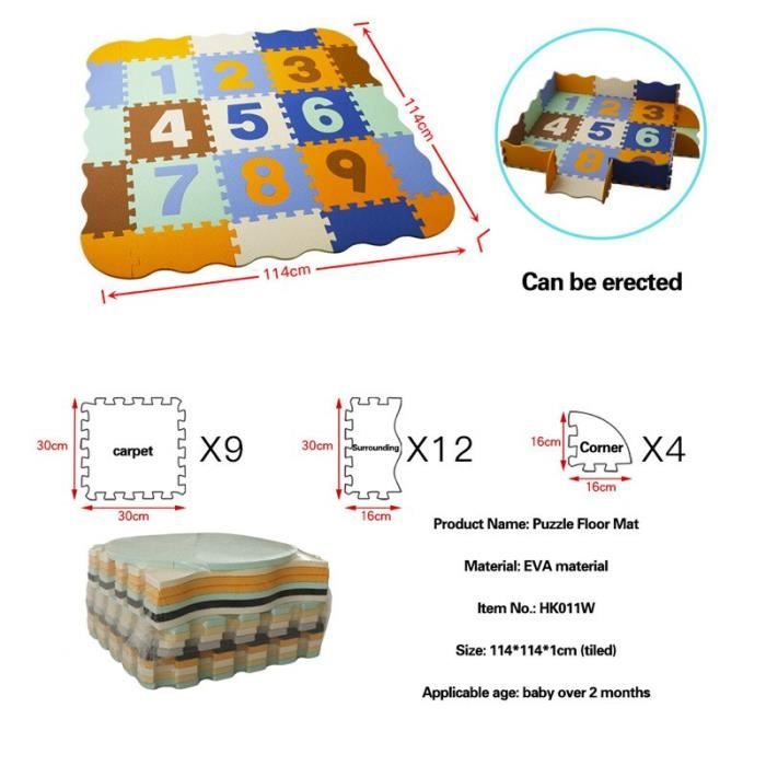 Poupon G4AC2 EVA Foam Play Mat with Fence Baby Puzzle Jigsaw Floor Mats