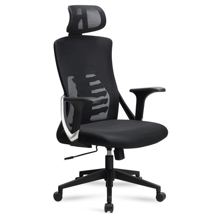 finebuy chaise de bureau tissu noir fauteuil ergonomique siège pivotante 120 kg