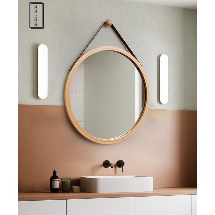 Miroir Décoration Salon Miroir Rond Mural 60cm Design Cadre en Verre pour  Salle de Bain Chambre - Cdiscount Maison