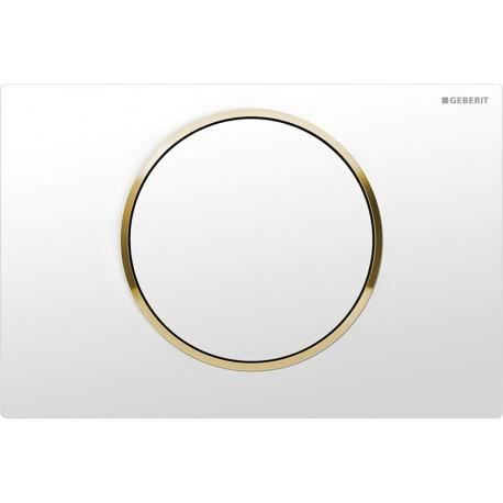 Plaque de déclenchement pour rinçage interrompable - Geberit - Sigma10 - Jaune - Blanc/Or Ultra Brillant/Blanc