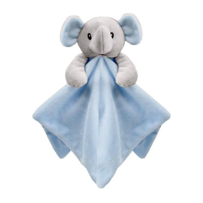 Doudou plat pour bébé garçon éléphant bleu cadeau naissance