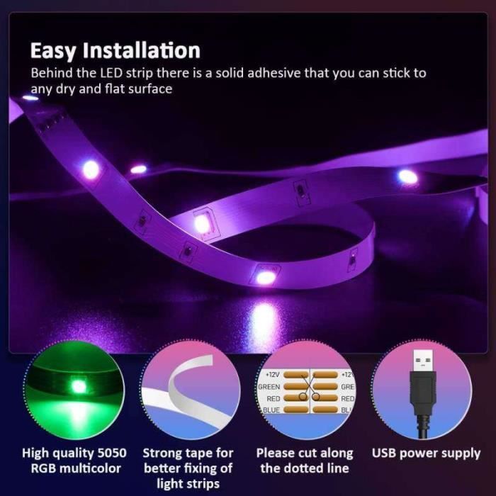 Bande LED 3M à Piles – Ruban Lumineux Pour Rétroéclairage TV, Déco Fête – Étanche, Multifonction - 4