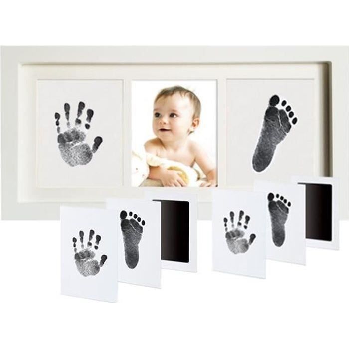 Kit Empreinte Pieds Et Mains Bébé - Cadre Souvenir Clean Touch Sans Encre Sur La Peau - Idéal 0-12 Mois
