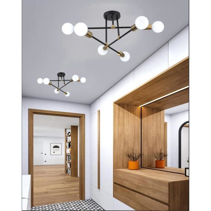 Plafonnier Vintage Hofstein – Suspension Métal Marron/Blanc – 1 à 3 Lumières