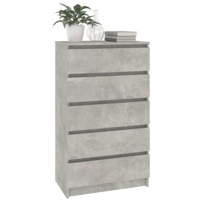 KEENSO Commode Gris béton 60x36x103 cm Bois dingénierie KN005