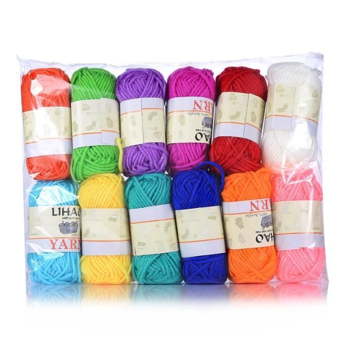 Les Loisirs Cr/éatifs LIHAO 10x50g Pelotes de Laines Multicolores en Acrylique pour Tricot
