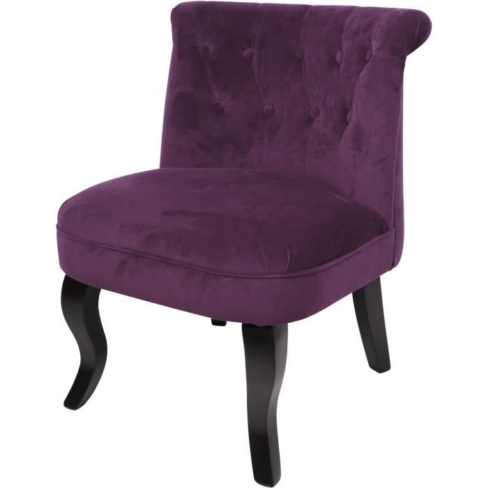 Classique LIZY Fauteuil crapaud en bois pin massif L 56 x P 63 cm Velours gris 
