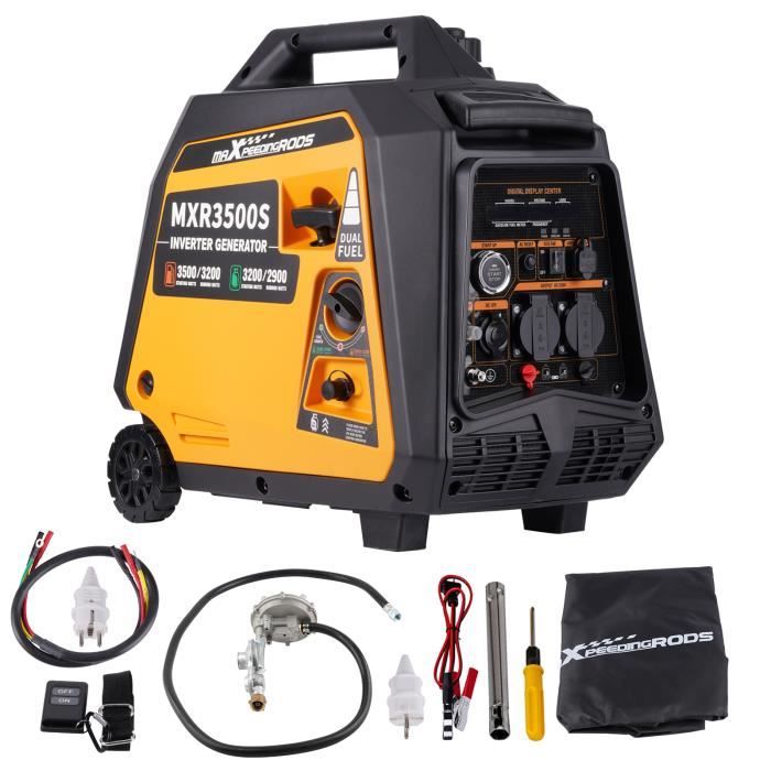 MAXPEEDINGRODS G&eacute;n&eacute;rateur Inverter Essence + LPG 3200 W / 3500 W Groupe &eacute;lectrog&egrave;ne &agrave; onduleur Silencieux et Portable 