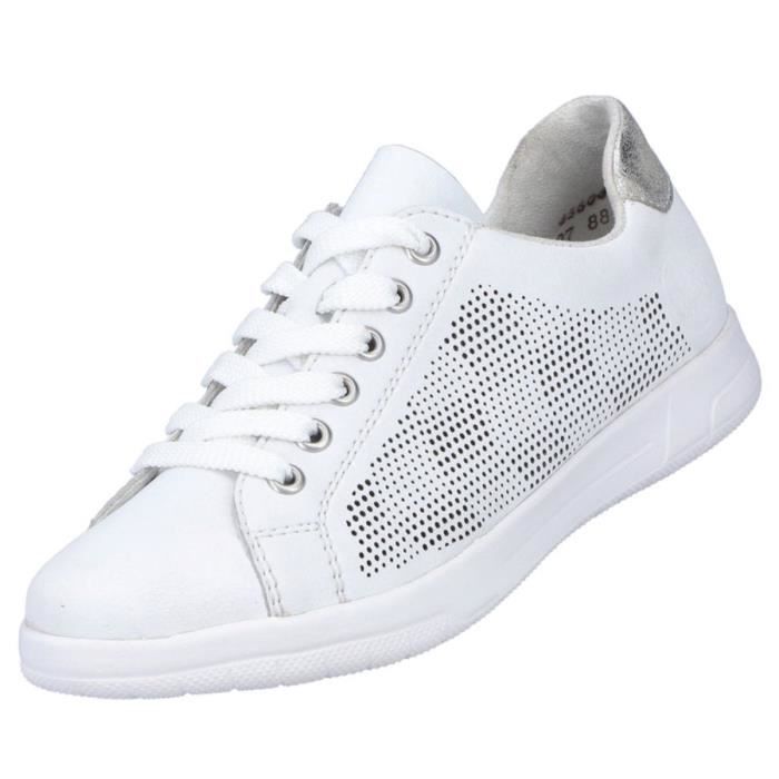 Rieker Baskets Femme RIEKER - 45606-80 - Cuir Blanc - Lacets - Ultra-légère