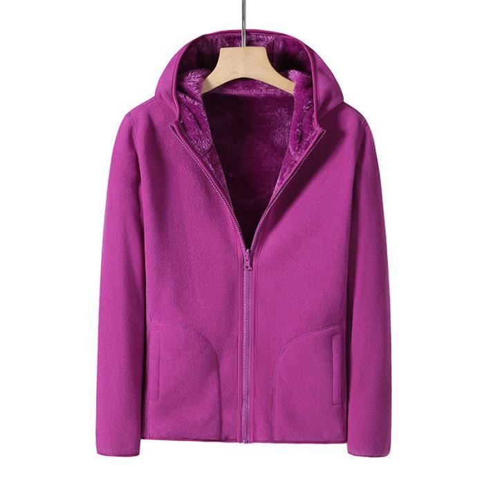 Veste Polaire Femme - Marque - À Capuche Hiver Chaude Zippee - Violet -  Randonnée Alpinisme - Manches longues