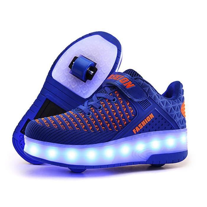 Churlin Enfants USB Rechargeable Clignotante Chaussures à roulettes LED Colorés Rouleau Gymnastique Sneakers Basket pour Garçon Fille Anniversaire Noël 