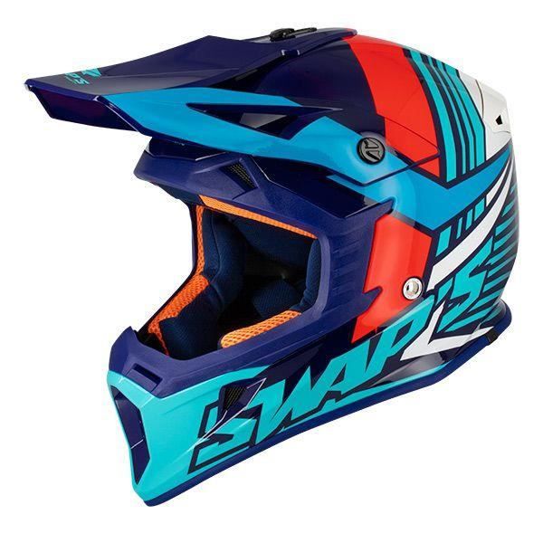 Casque Cross Adulte SWAPS Blur S818 - Rouge / Bleu Brillant