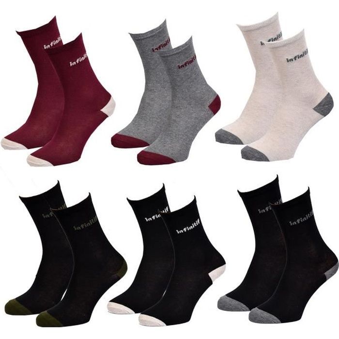 Chaussettes femme INFINITIF Pack de 6 Paires Talon Couleur INFINITIF Pack de 6 paires talon couleur infinitif Cdiscount Pret a Porter