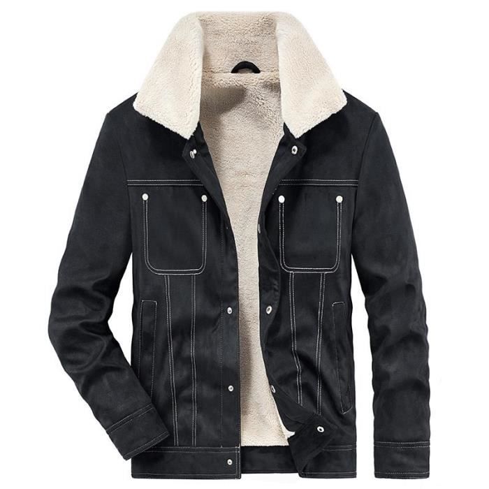 Veste Homme Hiver Chaud Polaire Veste Cuir Noir Blousons Capuche Hiver  Veste Doublé Et Épaisse Grande Taille Blouson Motard Cuir Noir - Cdiscount  Prêt-à-Porter