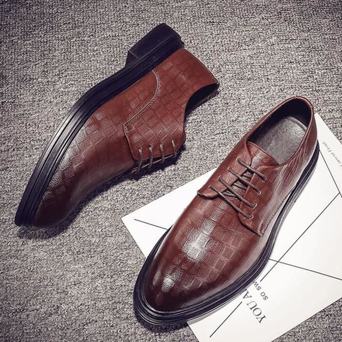 Chaussures en Cuir Richelieu Homme Soulier Habillees Chaussures De chaussures 2021 Nouveau Marron Marron Cdiscount Chaussures