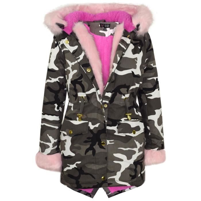 Veste Imperméable Fille Weatherproof Taille 4 Ans - Argent Avec Capuche à Fausse Fourrure Et Nœud Rose - Très Bon état