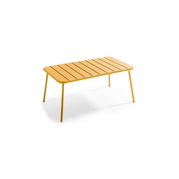 Table basse de jardin Palavas - Jaune - 90 x 50 x 40 cm - Acier thermolaqué anti-corrosion