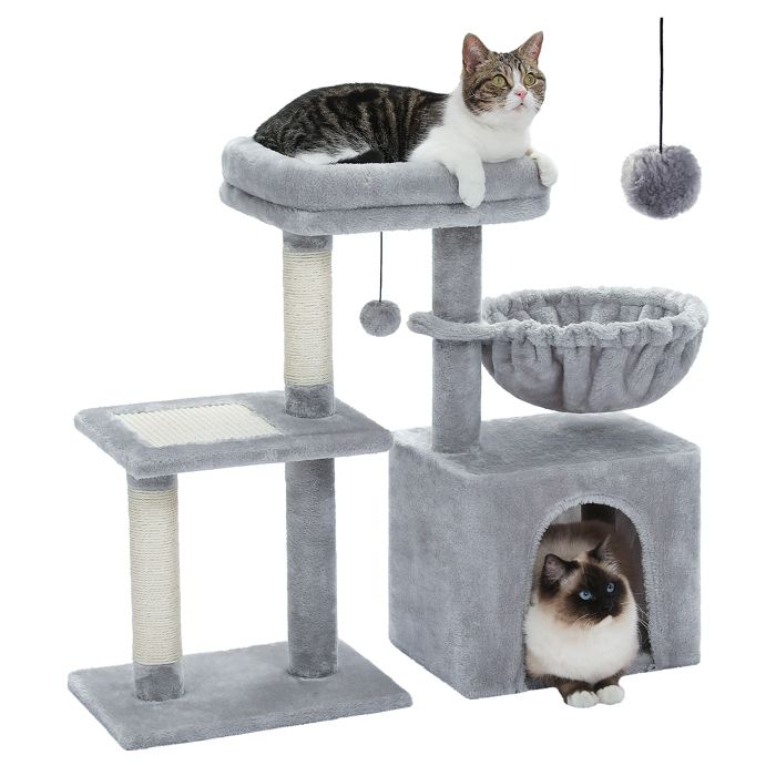 Meilleurs prix pour Arbre à Chat Design Stable, Poteau Griffoir Chat Mobilier, Coussin Démontable, Base Tournable, Gris, 72cm