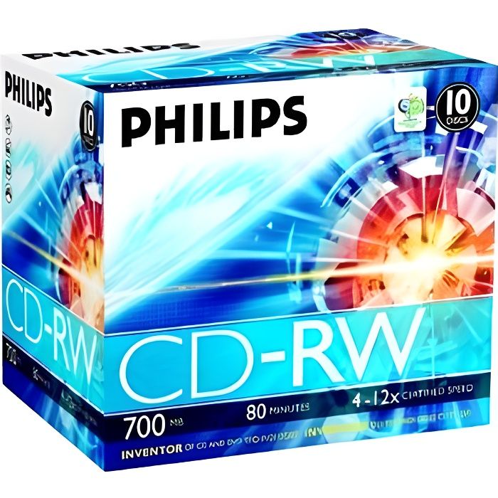 Philips 10 x CD RW 700 Mo 80 min 12x boîtier CD