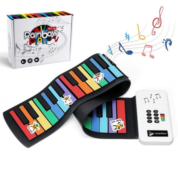 Piano Enroulable 49 Touches - Clavier Souple Rechargeable, Bluetooth MIDI, Son Surround 4D, Pliable, Pour Débutants Et Voyage