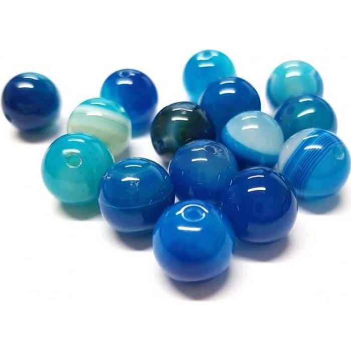 Perles pierre semi précieuse naturelle agate striée bleu Bleu8 mm lot de 10 perles 8 mm lot de 10 perles