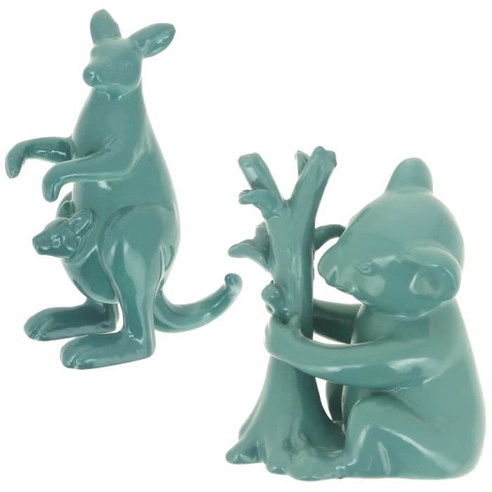 Sculpture Statue Céramique Kangourou et Koala Style Zen Déco