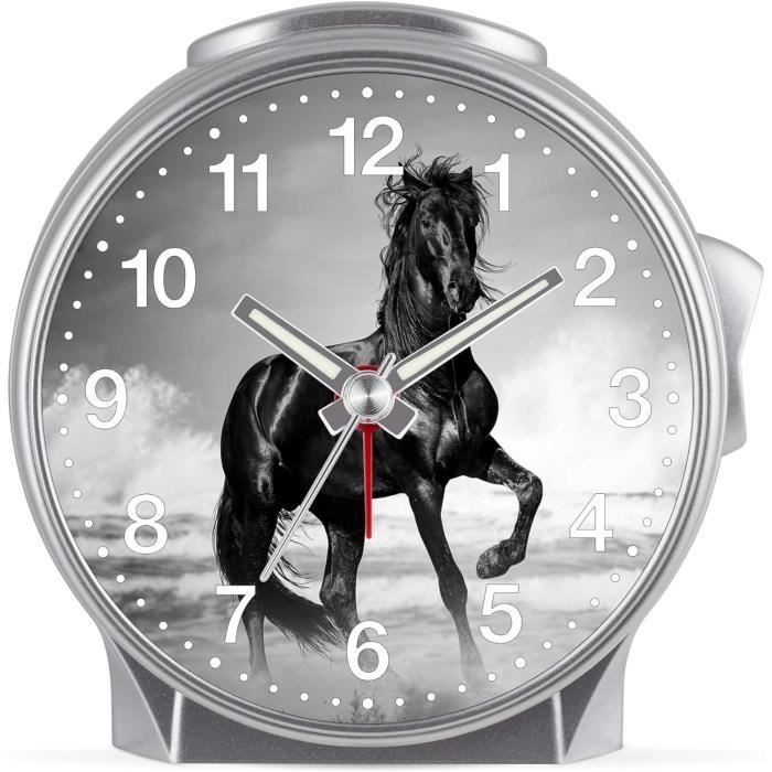 27017-00 Réveil Pour Enfant Avec Motif Cheval, Boîtier En Plastique Et