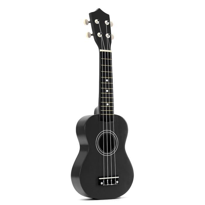 RAS Ukulélé Soprano 21 pouces Acajou Quatre Cordes Guitare pour les Adultes et Enfants Noir 