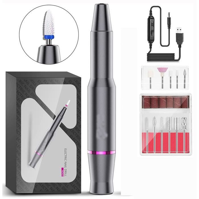 Lime à Ongles électrique Rechargeable Pour Bébé - 2 En 1 Avec Coupe-ongles - 5 Têtes Incluses - Faible Bruit Et éclairage LED