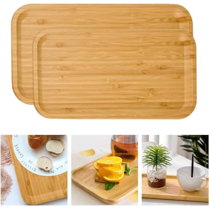 Plateau De Service En Bois Avec Poignées, Plateau De Service En Bois Massif, Plateaux De Dîner