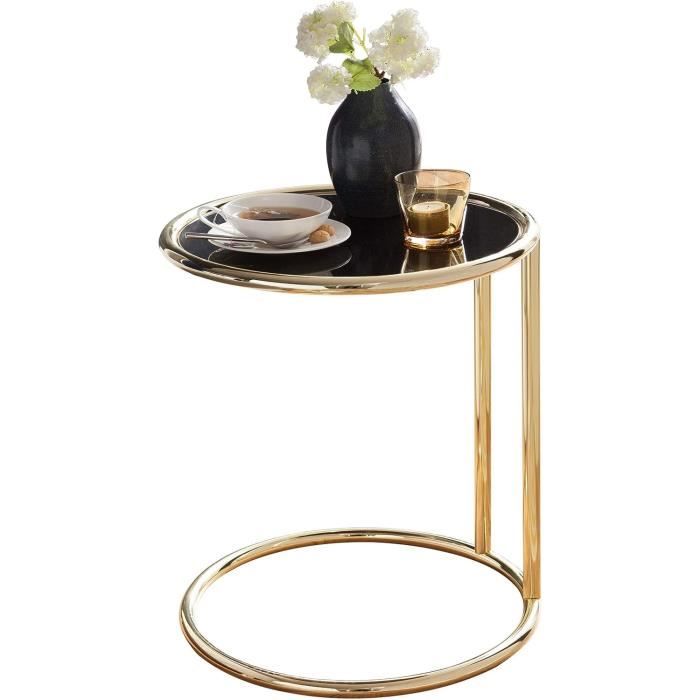 WOHNLING Design Leona Table Basse Ø 45 cm Ronde NoirOr Mat Table Basse