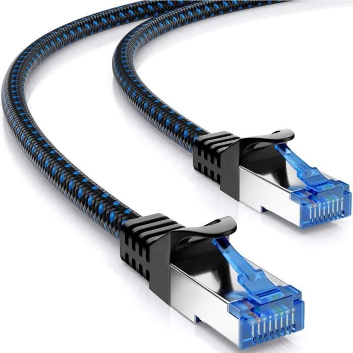 Câble Ethernet CAT8.1 DeleyCON 1,5m - RJ45 Blindé S/FTP, 40 Gbits/s, 2000MHz - Pour Gaming, TV, PC