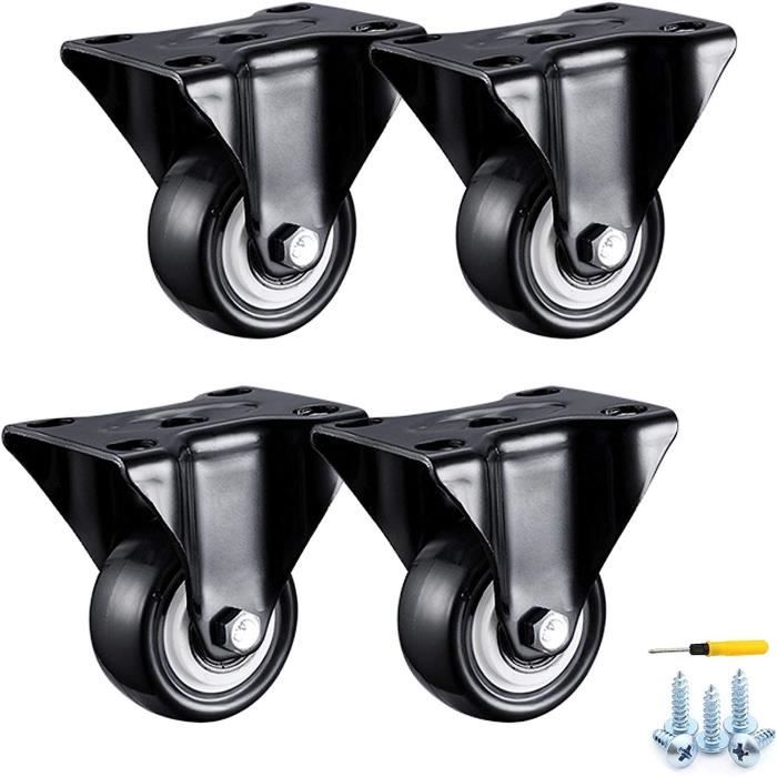 Lot De 4 Roulettes Pivotantes Robustes En Caoutchouc Avec Frein Pour