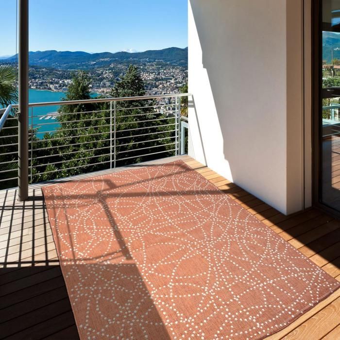 Tapis exterieur 200x290 EX1 ILAD REVERSIBLE Blanc tapis kilim certifié OEKO-TEX