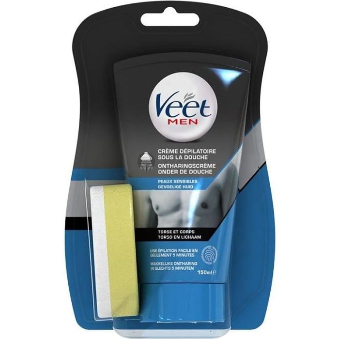 Veet Men Épilation Homme Crème Dépilatoire Sous la Douche Peaux