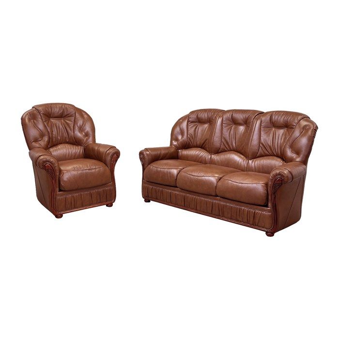 Lot De 3 Canapés 3 Places En Cuir Bordeaux - Dimensions 185x91x87 Cm