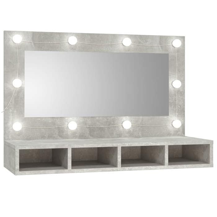 vidaXL Armoire à Miroir avec LED Armoire Murale Armoire de Salle de Bain Meuble de Rangement Armoire de Rangement Gris Béton 808895
