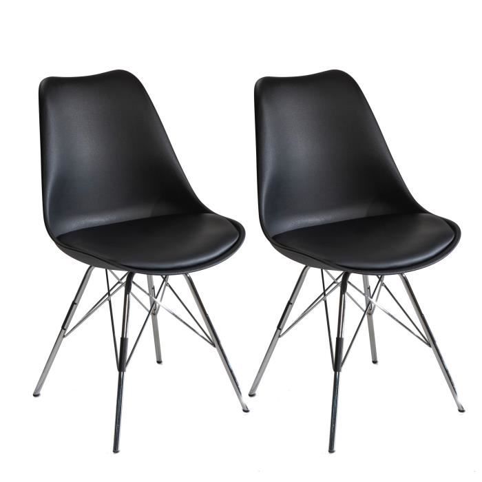 wohnling ensemble de 2 chaises de salle à manger plastique chaises cuisine noir