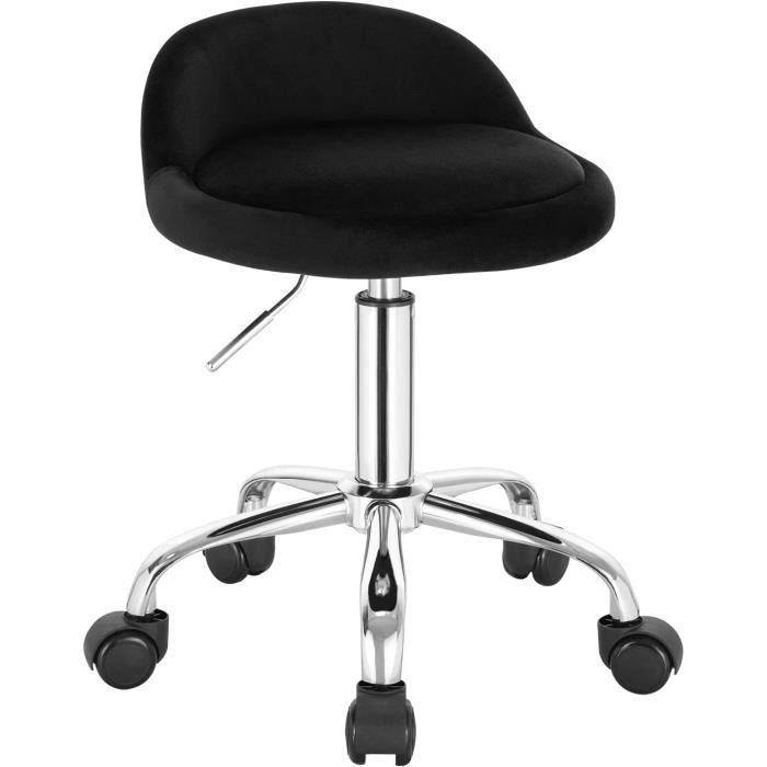 woltu tabouret de bureau avec dossier, chaise d'ordinateur à roulettes, réglable en hauteur 43-54,5cm, noir bs127sz