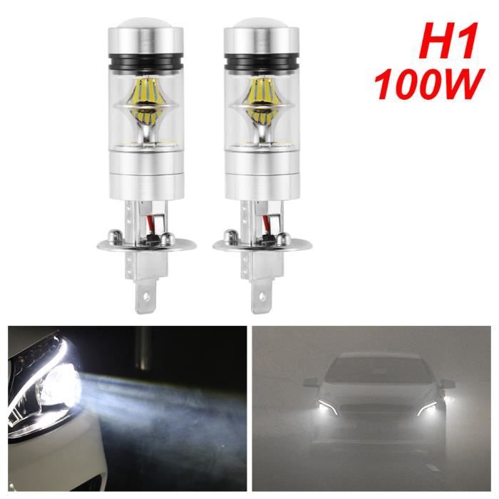 Ampoules LED H1 3030 18 LED Pour Feux De Brouillard Voiture - Blanc 6000K - Lot De 2 Pièces - Neuf
