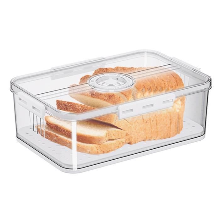 Boîte à Pain Hermétique Transparente - Avec Plateau Amovible - 14x34 Cm - En PP Alimentaire - Pour Pain, Biscuits, Pâtes...