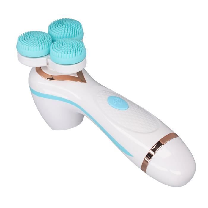 Brosse Nettoyante Visage électrique - 3 Têtes Silicone - 4 Vitesses - Rechargeable - NEUVE